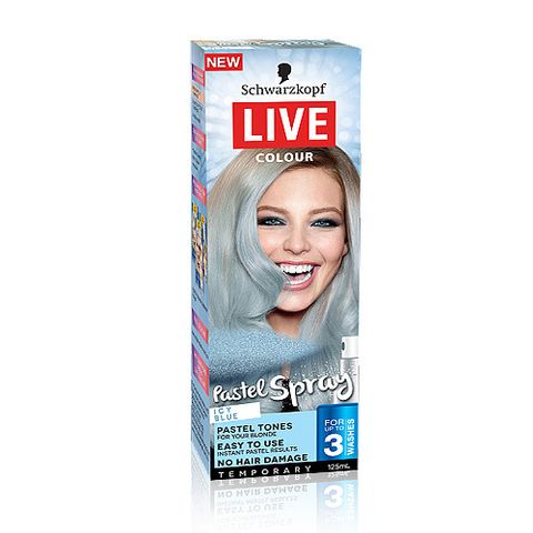 Xịt Nhuộm Tóc Tạm Thời Schwarzkopf Live Colour Icy Blue 125ml - Màu Pastel Tươi Sáng Cho Tóc Vàng Và Tóc Tẩy