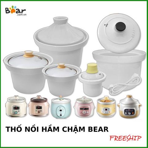 Thố Sứ Thay Thế Nồi Nấu Chậm Bear 1L-4L Không Kèm Nắp - Phụ Kiện Nồi Nấu Cháo Cho Bé