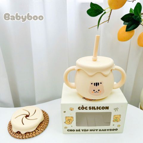 Ly Tập Uống Nước Silicon Babyboo 250ml - Cốc Tập Hút An Toàn Cho Bé Từ 6 Tháng, Thiết Kế Dễ Sử Dụng, Đáng Yêu Hàn Quốc