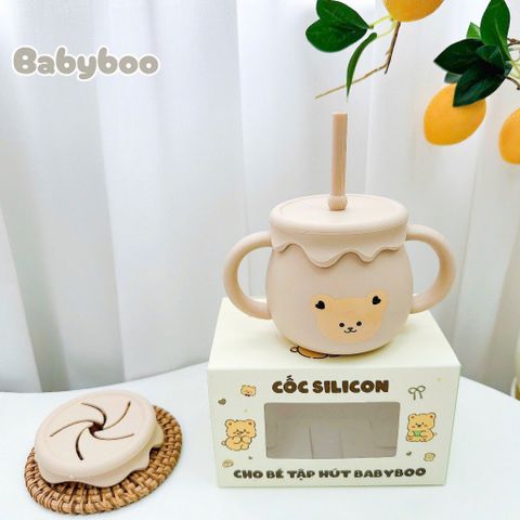 Ly Tập Uống Nước Silicon Babyboo 250ml - Cốc Tập Hút An Toàn Cho Bé Từ 6 Tháng, Thiết Kế Dễ Sử Dụng, Đáng Yêu Hàn Quốc