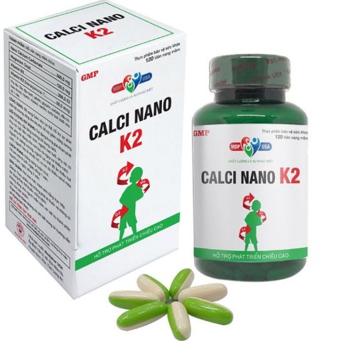 Viên uống Calci Nano K2 Mediphar - Bổ sung Canxi, Vitamin D3 & K2 cho trẻ em và người lớn, Hỗ trợ xương chắc khỏe - Lọ 120 viên
