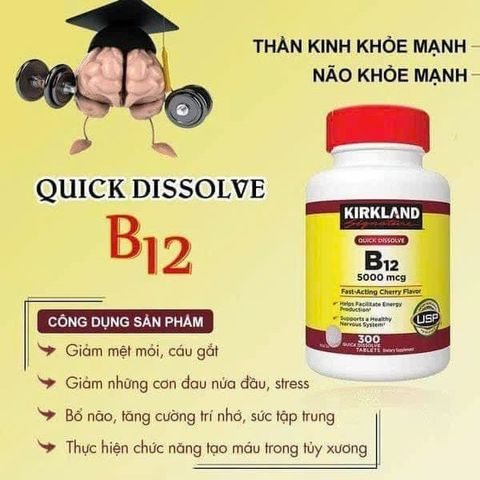 Viên Uống Kirkland Vitamin B12 5000 Mcg - Hỗ Trợ Năng Lượng, Sức Khỏe Thần Kinh - Chai 300 Viên Bổ Sung Thiết Yếu Cho Cơ Thể