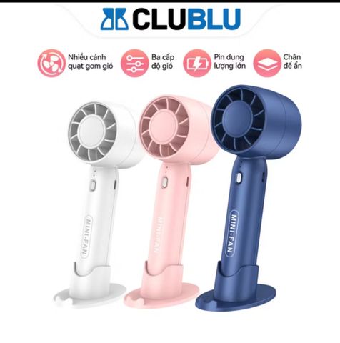 Quạt Cầm Tay Mini QT10 Không Cánh USB - Thiết Kế Dễ Thương, Độ Ồn Thấp, Pin 800mAh, Có Giá Đỡ Điện Thoại