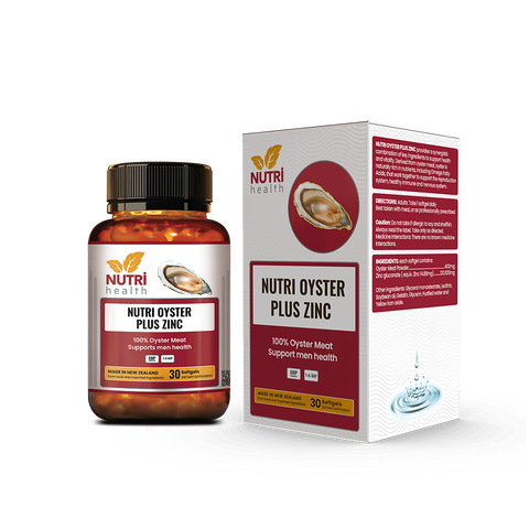 Viên Tinh Chất Hàu New Zealand NUTRI OYSTER PLUS ZINC - Tăng cường sức khỏe và sinh lý nam giới, 30 viên nang mềm