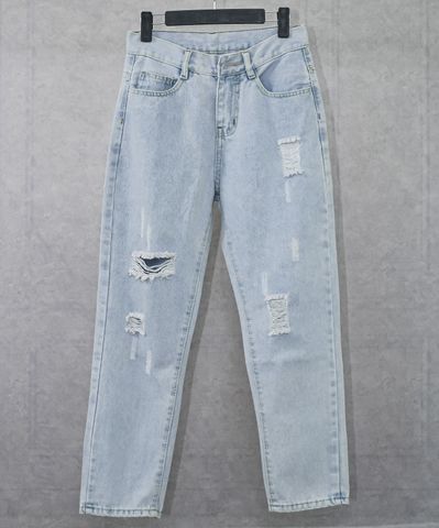 Quần Jean Baggy Nam Rách Gối Màu Xanh Trắng Nhạt - Thời Trang Cao Cấp, Dáng Suông, Phong Cách Trẻ Trung, Mã 050 Pon.mens