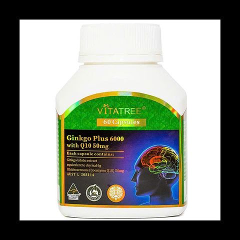 [CÒN 1] Viên uống bổ não Vitatree Ginkgo Plus 6000 with Q10 50mg hộp 60 viên 277792