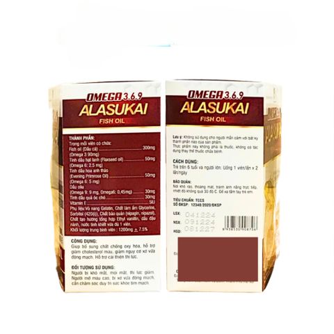Viên uống Omega 3.6.9 Alasukai - Hỗ trợ sáng mắt, bổ sung chất chống oxy hóa, cải thiện thị lực - Hộp 60 viên nang mềm
