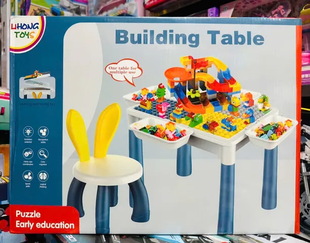 Bàn Xếp Hình Đa Năng Blocks Building Table 811 Có Ghế Ngồi - Đồ Chơi Sáng Tạo Cho Trẻ Em Từ 3 Tuổi