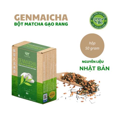 Bột Genmaicha Trà Xanh Gạo Rang OneLife Nhật Bản - 50gr Hỗ Trợ Giảm Cân, Thức Uống Tự Nhiên, Không Đường, Thơm Ngon, Dễ Pha Chế