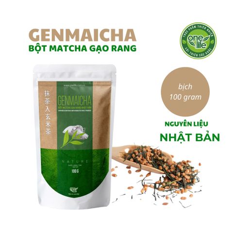 Bột Genmaicha Gạo Rang ONELIFE Nhật Bản 100gr - Trà Xanh Matcha Thiên Nhiên, Hỗ Trợ Giảm Cân, Không Đường, Dinh Dưỡng Sức Khỏe