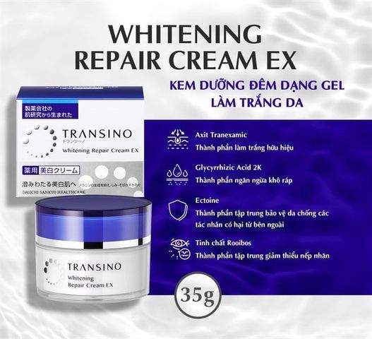 Kem Dưỡng Trắng Da Mờ Nám Transino Whitening Repair Cream EX 35g