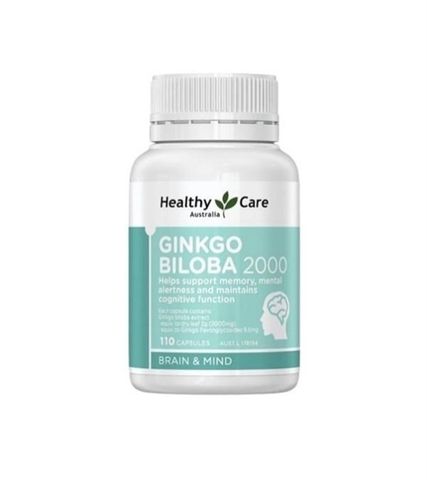 Bổ não Ginkgo Biloba Healthy Care Úc 110 viên - Tăng cường trí nhớ và cải thiện tuần hoàn máu não, hỗ trợ tập trung cho người lớn tuổi và dân văn phòng
