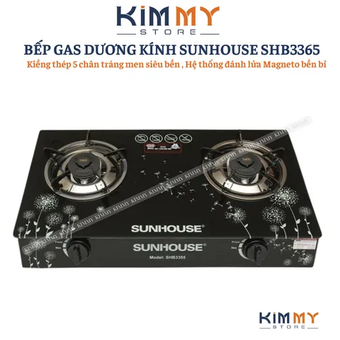 Bếp Gas Dương Kính Sunhouse SHB3365 - Tiết Kiệm Gas, Hệ Thống Đánh Lửa Magneto, Đầu Đốt Đồng, Bảo Hành 12 Tháng