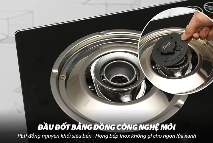 Bếp Gas Dương Kính Sunhouse SHB3365 - Tiết Kiệm Gas, Hệ Thống Đánh Lửa Magneto, Đầu Đốt Đồng, Bảo Hành 12 Tháng
