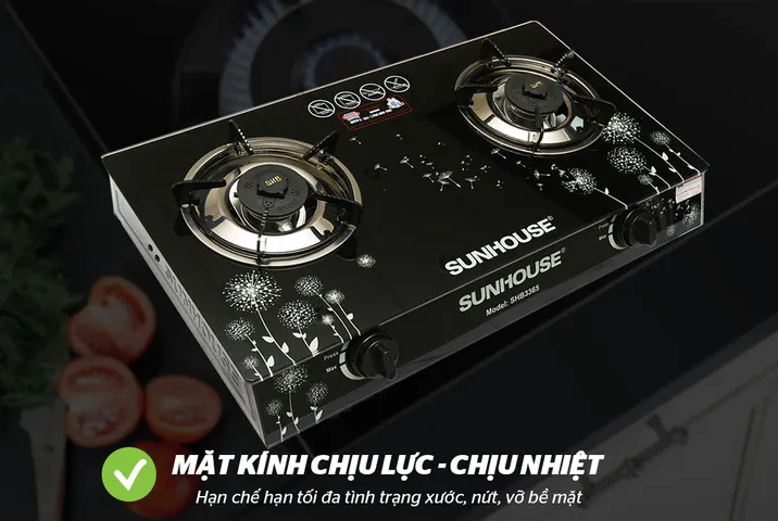 Bếp Gas Dương Kính Sunhouse SHB3365 - Tiết Kiệm Gas, Hệ Thống Đánh Lửa Magneto, Đầu Đốt Đồng, Bảo Hành 12 Tháng