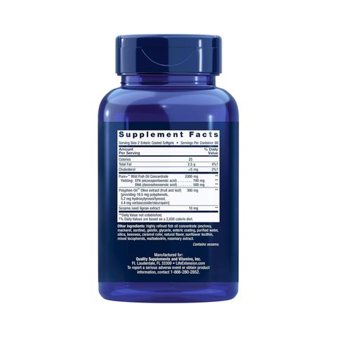 Viên Uống Dầu Cá Super Omega-3 Life Extension - Tăng Cường Sức Khỏe Tim Mạch & Làm Đẹp - Hộp 120-240 Viên Chiết Xuất Olive