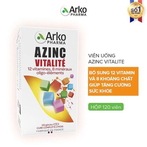 Viên uống Arkopharma Azinc Vitalite - Bổ sung Vitamin và Khoáng chất hỗ trợ sức khỏe toàn diện cho người lớn và thanh thiếu niên, 120 viên từ Pháp