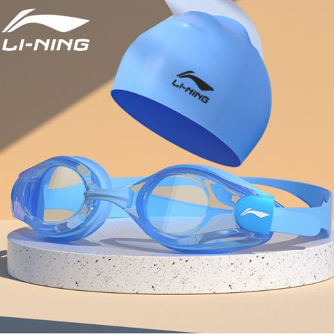 Combo Kính Bơi Người Lớn LI-NING Chính Hãng Chống Nước, Chống Sương Mù, Chống Tia UV, Tặng Nút Bịt Tai & Cầu Mũi