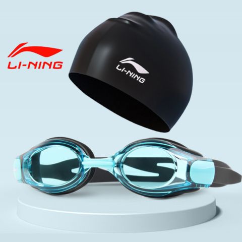 Combo Kính Bơi Người Lớn LI-NING Chính Hãng Chống Nước, Chống Sương Mù, Chống Tia UV, Tặng Nút Bịt Tai & Cầu Mũi