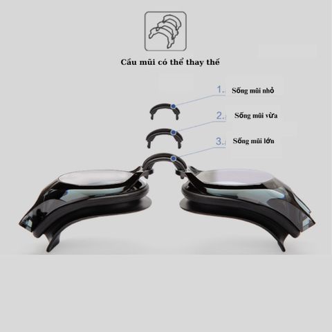 Combo Kính Bơi Người Lớn LI-NING Chính Hãng Chống Nước, Chống Sương Mù, Chống Tia UV, Tặng Nút Bịt Tai & Cầu Mũi