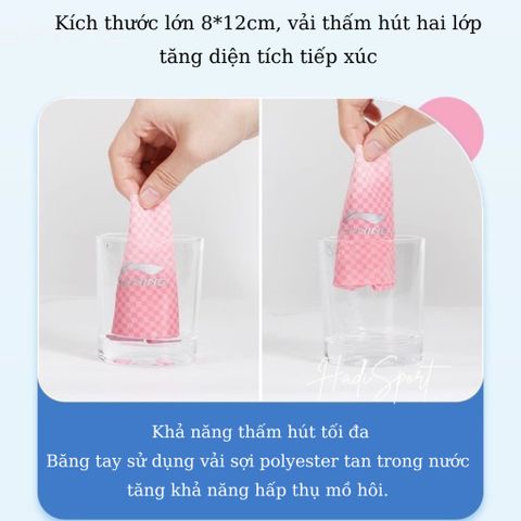 Băng Cổ Tay Lạnh Cao Cấp Lining - Khăn Lau Mồ Hôi Thể Thao Giúp Giảm Nhiệt Nhanh, Thấm Hút Tối Đa, Kích Thước 8*12cm
