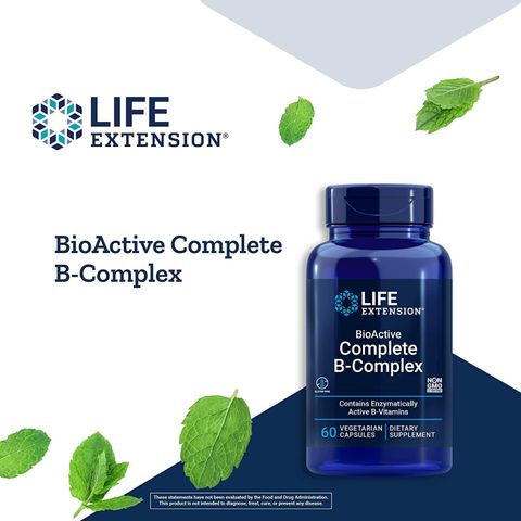 Viên Uống BioActive Complete B-Complex Life Extension 60 Viên - Hỗ Trợ Sức Khỏe Tim Mạch và Hệ Thần Kinh, Cải Thiện Năng Lượng và Nhận Thức
