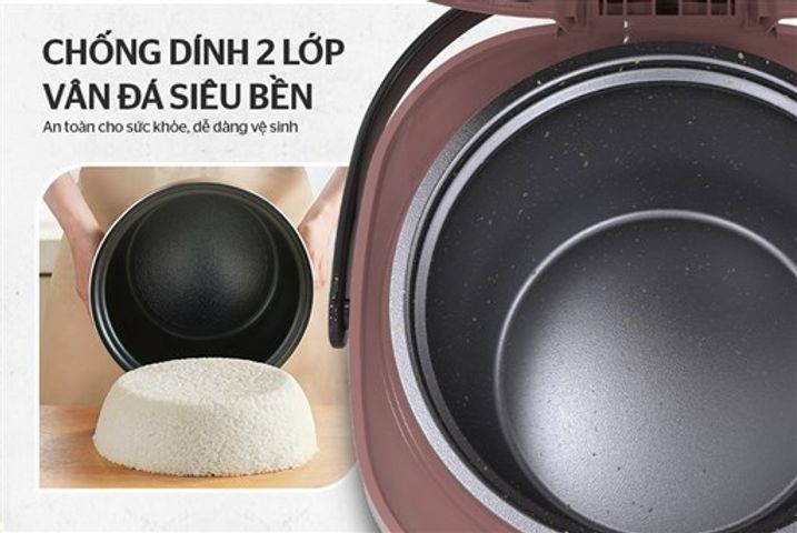 Nồi Cơm Điện 1.8L Sunhouse SHD8627 - Thiết Kế Hiện Đại, Chống Dính Cao Cấp, Nấu Cơm Ngon Cho Gia Đình 4-6 Người