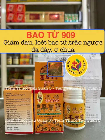 Bao Tử 909 HK Loại 1 (Tem Nai Nổi) - Hỗ Trợ Viêm Dạ Dày, Giảm Đầy Hơi, Đau Bao Tử, Cải Thiện Tiêu Hóa