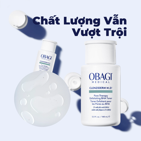 Toner Obagi Clenziderm M.D. Exfoliating BHA 148ml - Hỗ Trợ Làm Sạch Mụn, Tẩy Tế Bào Chết, Da Sáng Khỏe, Mỹ Phẩm Chuyên Dụng