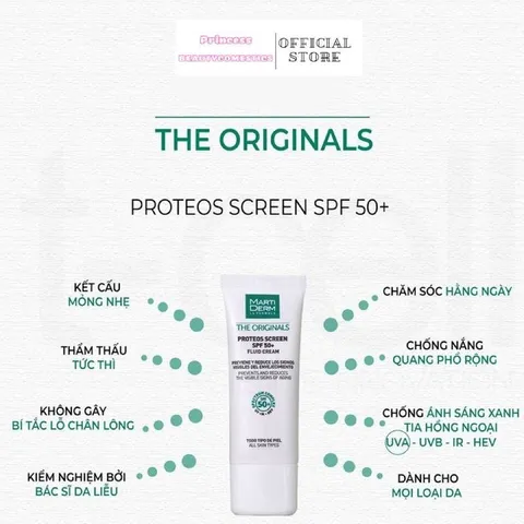 Kem Chống Nắng MartiDerm The Originals Proteos Screen SPF50+ 2ml - Ngừa Lão Hóa, Sạm Da, Dưỡng Ẩm Hiệu Quả Cho Mọi Loại Da