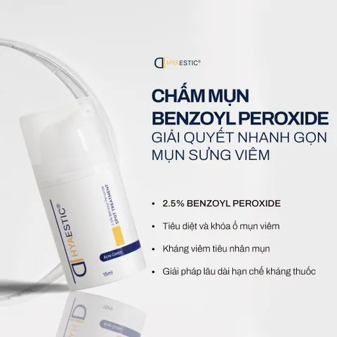 Hyaestic Chấm Mụn Spot Treatment 2.5% Benzoyl Peroxide - Giảm Mụn Sưng, Đỏ Da, Trị Mụn Hiệu Quả Cho Da Dầu Mụn