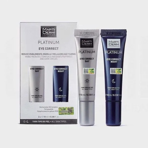Kem Dưỡng Mắt MartiDerm Platinum Eye Correct - 2 Tuýp Ngày Đêm Giảm Bọng Mắt & Quầng Thâm, Mờ Nếp Nhăn Cho Da Nhạy Cảm
