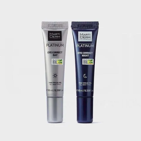 Kem Dưỡng Mắt MartiDerm Platinum Eye Correct - 2 Tuýp Ngày Đêm Giảm Bọng Mắt & Quầng Thâm, Mờ Nếp Nhăn Cho Da Nhạy Cảm