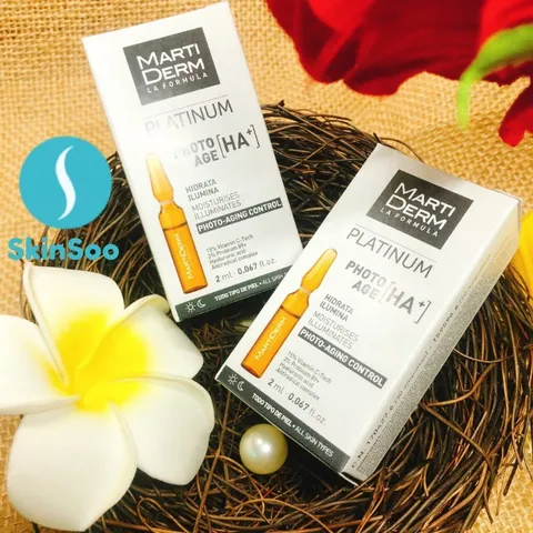 Tinh Chất Chống Lão Hóa Martiderm Platinum Photo Age HA+ - 30 Ống Ampoule 15% Vitamin C Nguyên Chất, Sáng Da, Săn Chắc Da