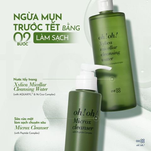 Nước Tẩy Trang Sạch Sâu & Dịu Nhẹ OH! OH! Xylica Micellar Cleansing Water 500ml - Dành cho Da Nhạy Cảm, Làm Sạch Dịu Nhẹ, Cấp Ẩm Tối Ưu