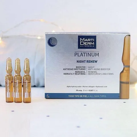 MartiDerm 30 Ống Tinh Chất Dưỡng Da Ban Đêm Chống Lão Hóa - Tái Tạo Và Phục Hồi Da Platinum Night Renew Ampoules
