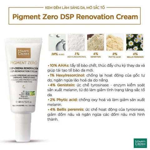 Kem Dưỡng Đêm MartiDerm Pigment Zero DSP 40ml - Làm Sáng Da, Mờ Thâm Nám, Chống Tăng Sắc Tố, Phù Hợp Mọi Loại Da