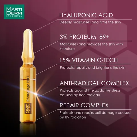 MartiDerm Platinum Photo Age HA+ 15% Vitamin C Ampoules - Chống Lão Hóa, Làm Sáng Da, Cấp Ẩm Cho Mọi Loại Da - 30 Ống Chính Hãng
