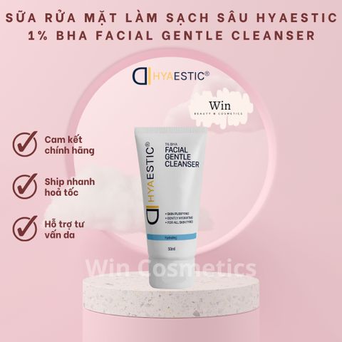 Sữa Rửa Mặt Dịu Nhẹ Hyaestic 1% BHA - Làm Sạch Sâu, Giảm Bã Nhờn, Dưỡng Ẩm Cho Mọi Loại Da 150ml
