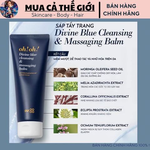 Sáp Tẩy Trang OH! OH! Divine Blue Cleansing & Massaging Balm 150ml - Làm Sạch Sâu, Dưỡng Ẩm, Giúp Da Mềm Mượt và Sáng Mịn