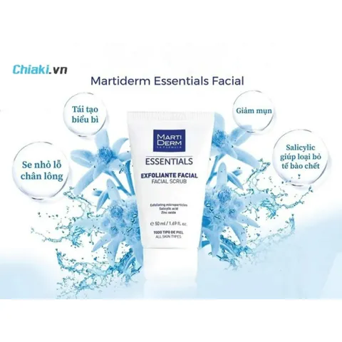 Martiderm Essentials Tẩy Tế Bào Chết Da Mặt 50ml - Làm Sáng Da & Sạch Sâu với Salicylic Acid, Phù Hợp với Mọi Loại Da