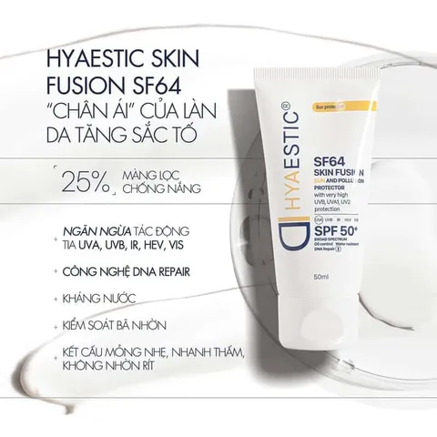 Kem Chống Nắng Hyaestic Skin Fusion SF64 SPF50+ - Bảo Vệ Da Tối Đa, Chống Ô Nhiễm và Ngừa Lão Hóa Da 50ml