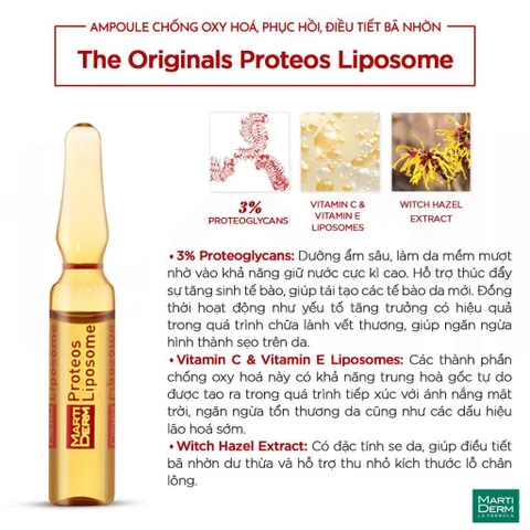 Tinh Chất Martiderm The Originals Proteos Liposome 30 Amoules - Chống Oxy Hóa, Cấp Ẩm, Giảm Nhờn và Mụn cho Da Nhạy Cảm