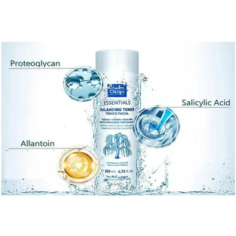 Nước Hoa Hồng MartiDerm Essentials 200ml - Toner Cân Bằng Da Kiểm Soát Dầu, Giảm Mụn Chứa BHA và Vitamin C cho Da Dầu, Hỗn Hợp