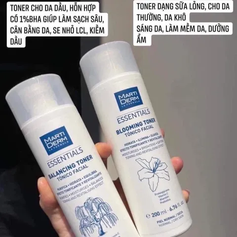 Nước Hoa Hồng MartiDerm Essentials 200ml - Toner Cân Bằng Da Kiểm Soát Dầu, Giảm Mụn Chứa BHA và Vitamin C cho Da Dầu, Hỗn Hợp