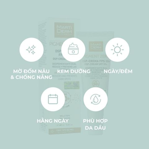 Kem Chống Nắng MartiDerm Pigment Zero DSP SPF50+ 40ml - Làm Sáng Da, Mờ Thâm Nám, Ngăn Ngừa Sắc Tố, Dưỡng Ẩm Da Tối Ưu