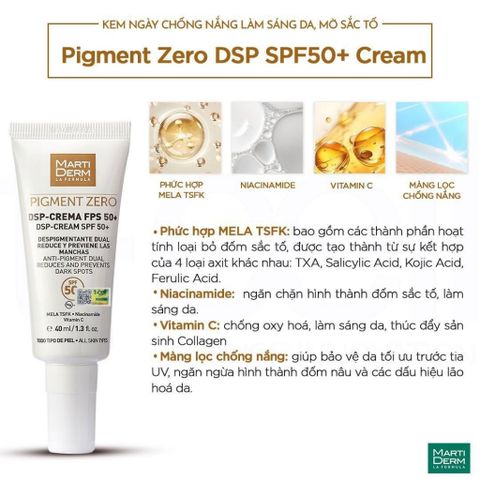 Kem Chống Nắng MartiDerm Pigment Zero DSP SPF50+ 40ml - Làm Sáng Da, Mờ Thâm Nám, Ngăn Ngừa Sắc Tố, Dưỡng Ẩm Da Tối Ưu