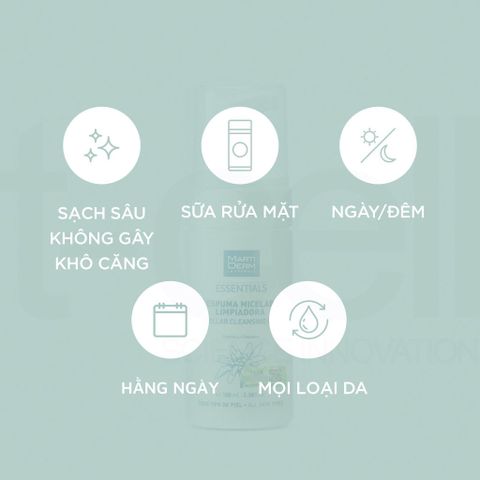 Sữa Rửa Mặt Dạng Bọt MartiDerm Essentials 100ml - Làn Da Sạch Sâu, Dịu Nhẹ, Phù Hợp Với Da Nhạy Cảm, Chống Oxy Hóa Edelweiss