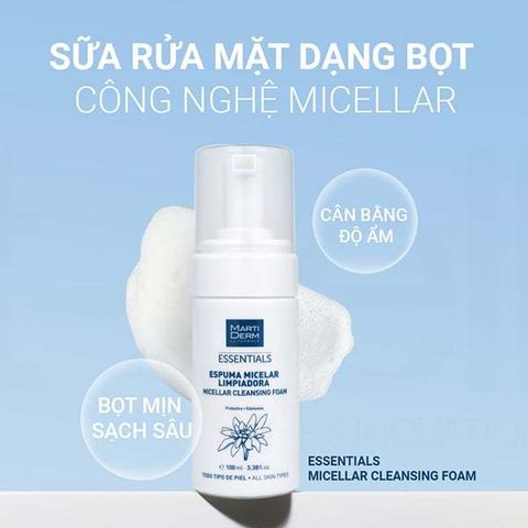 Sữa Rửa Mặt Dạng Bọt MartiDerm Essentials 100ml - Làn Da Sạch Sâu, Dịu Nhẹ, Phù Hợp Với Da Nhạy Cảm, Chống Oxy Hóa Edelweiss