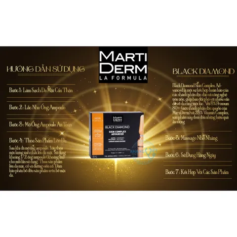 MartiDerm Black Diamond Skin Complex Advanced 10 Ống – Ampoule Chống Oxy Hóa, Trẻ Hóa & Làm Sáng Da Cho Làn Da Khô và Xỉn Màu